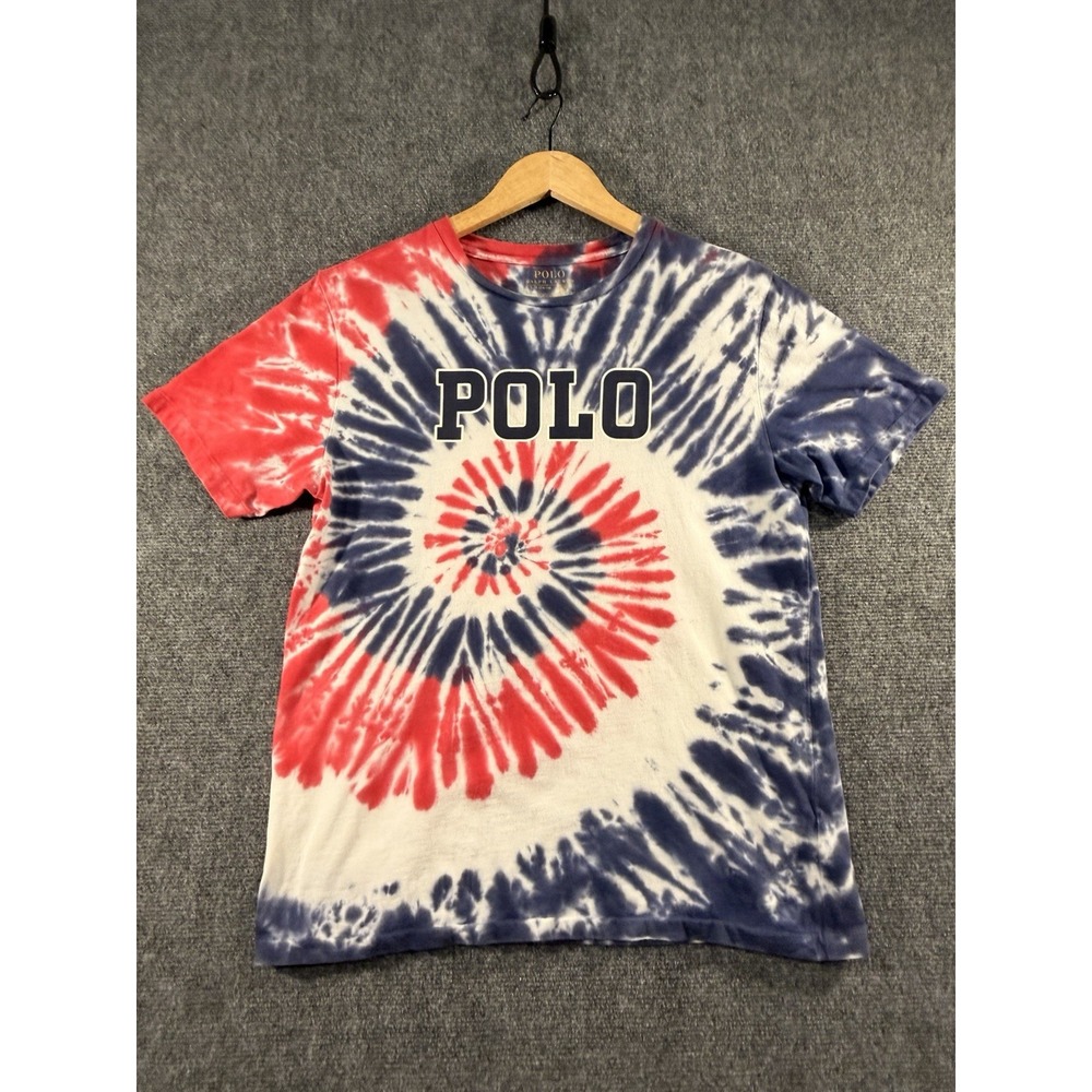 Polo Ralph Lauren Youth Boy Girl Large 14-16 Red White Blue Tie Dye TShirt Swirl